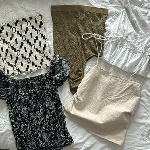 Bundle of cute tops! Women’s Small Medium Bows / Bunched style / peplum - EUC